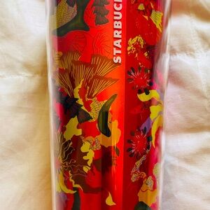 Starbucks Fuschia Floral New w Tag Straw  Retails $19.95 Pink Tropical